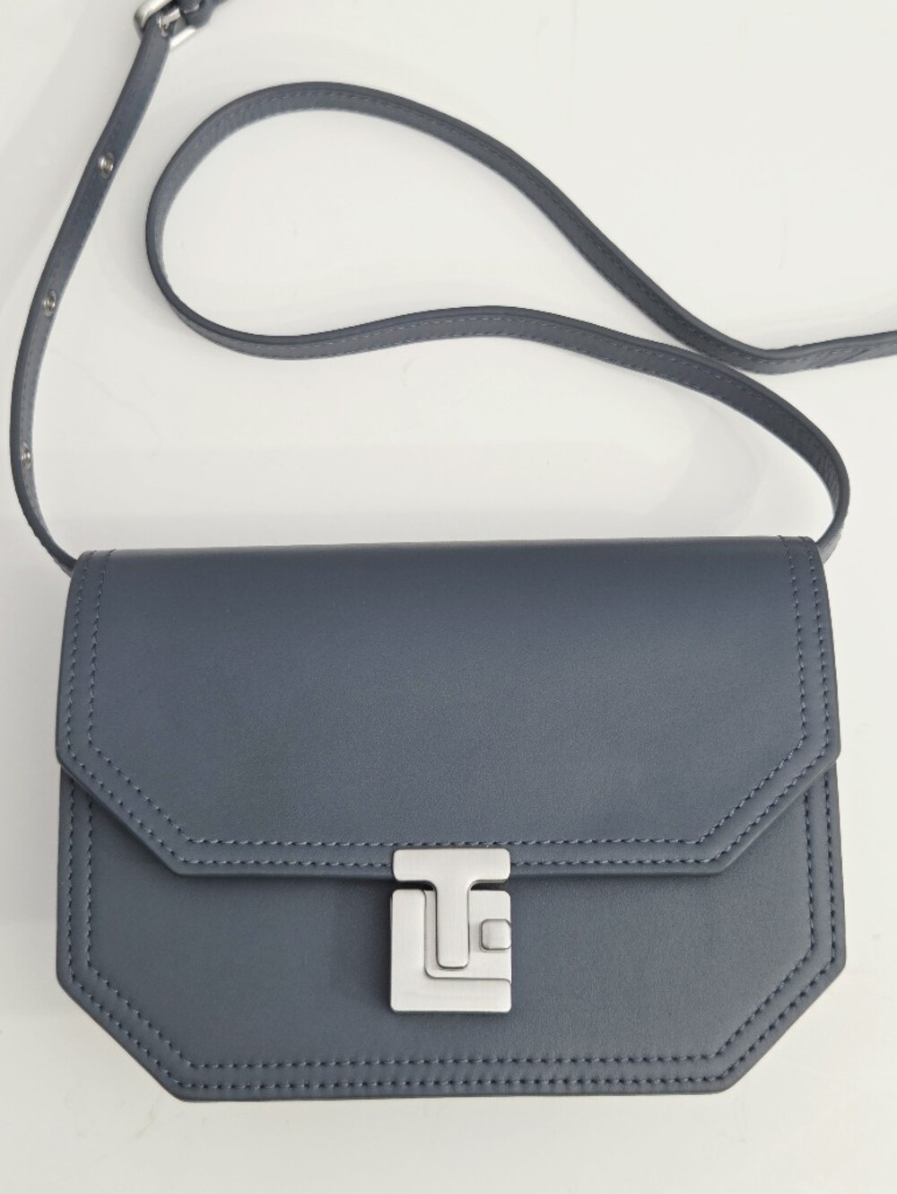 EXCELLENT LE TANNEUR ROSE CROSSBODY BAG - CLAY BLUE SMOOTH LEATHER